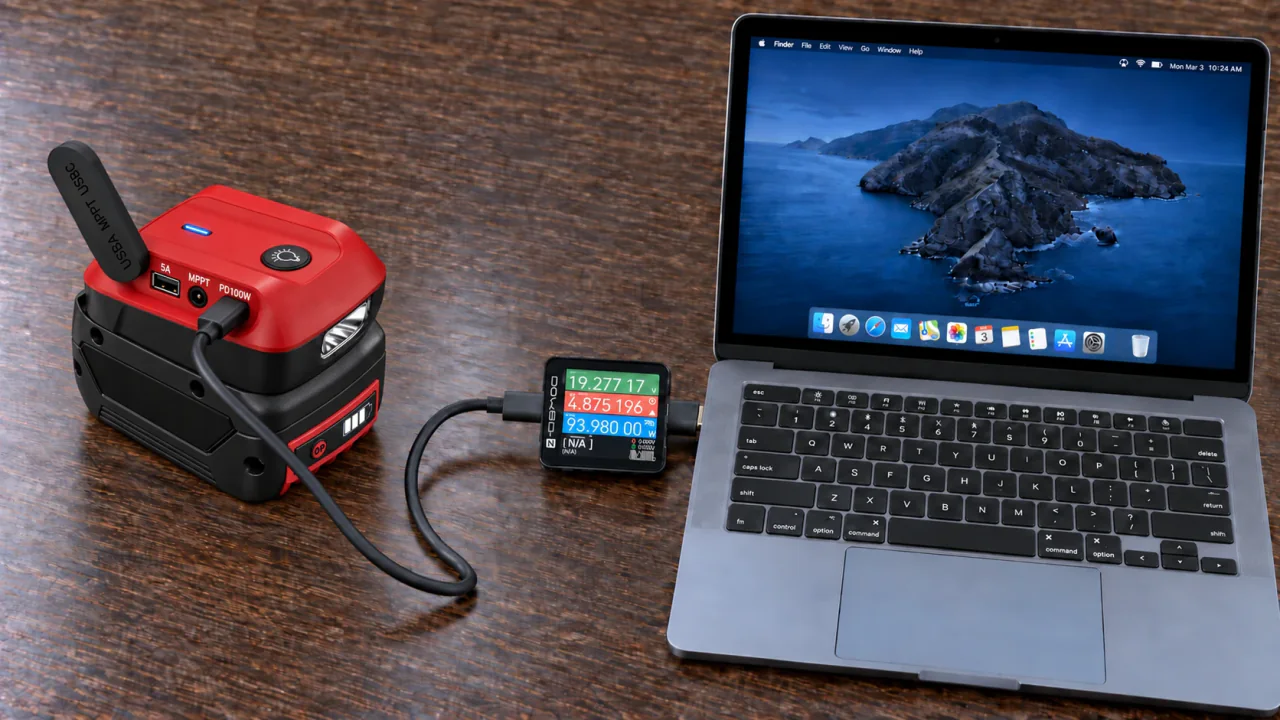 GAA18V-YM connected to a laptop through USB-C