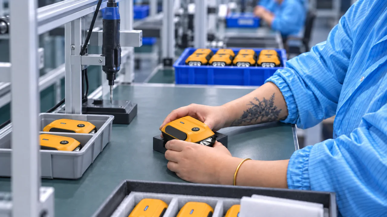 Adapter assembly with product trays at a workstation
