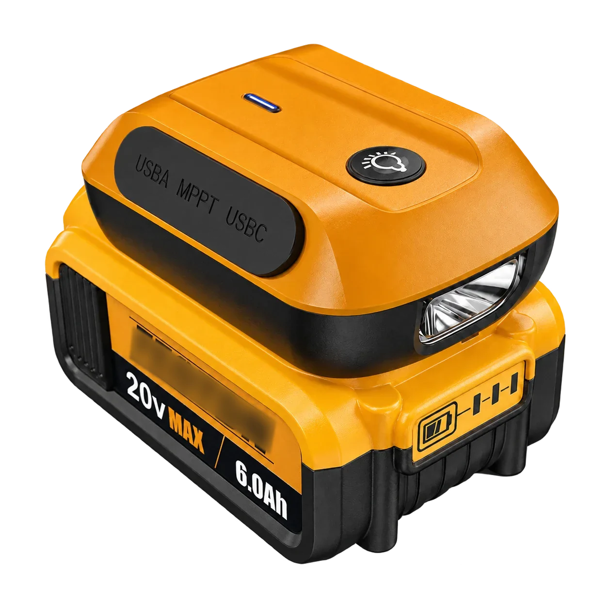 Yumeng DCB094-YM power adapter shown on a compatible tool battery for illustration; battery not included