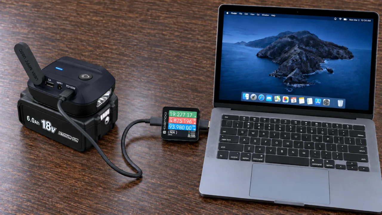 ADP05-YM connected to a laptop through USB-C