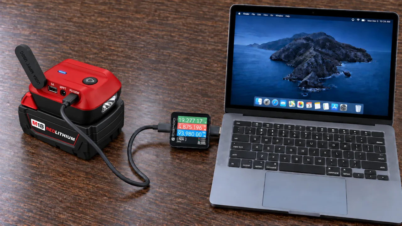 M-18PD-YM connected to a laptop through USB-C