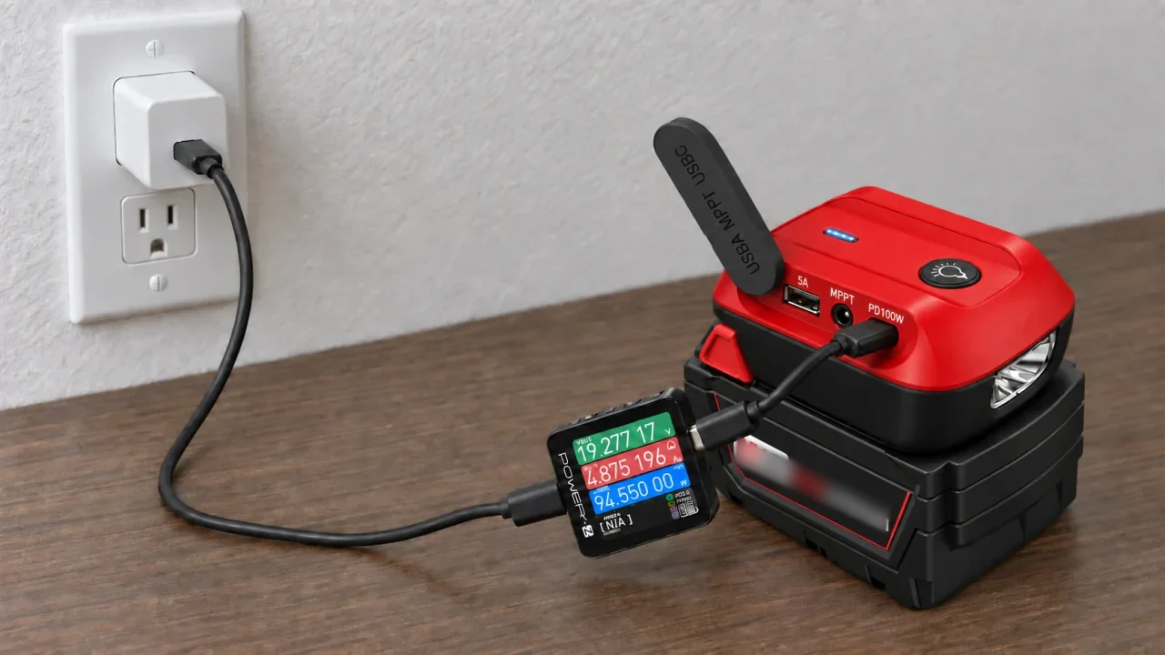 USB-C 电源连接至安装在电池上的 M-18PD-YM